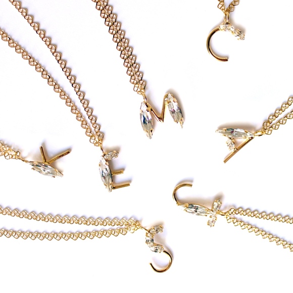 Tamarzizt Jewelry - Initial Necklace Letter Gold Swarovski Designer